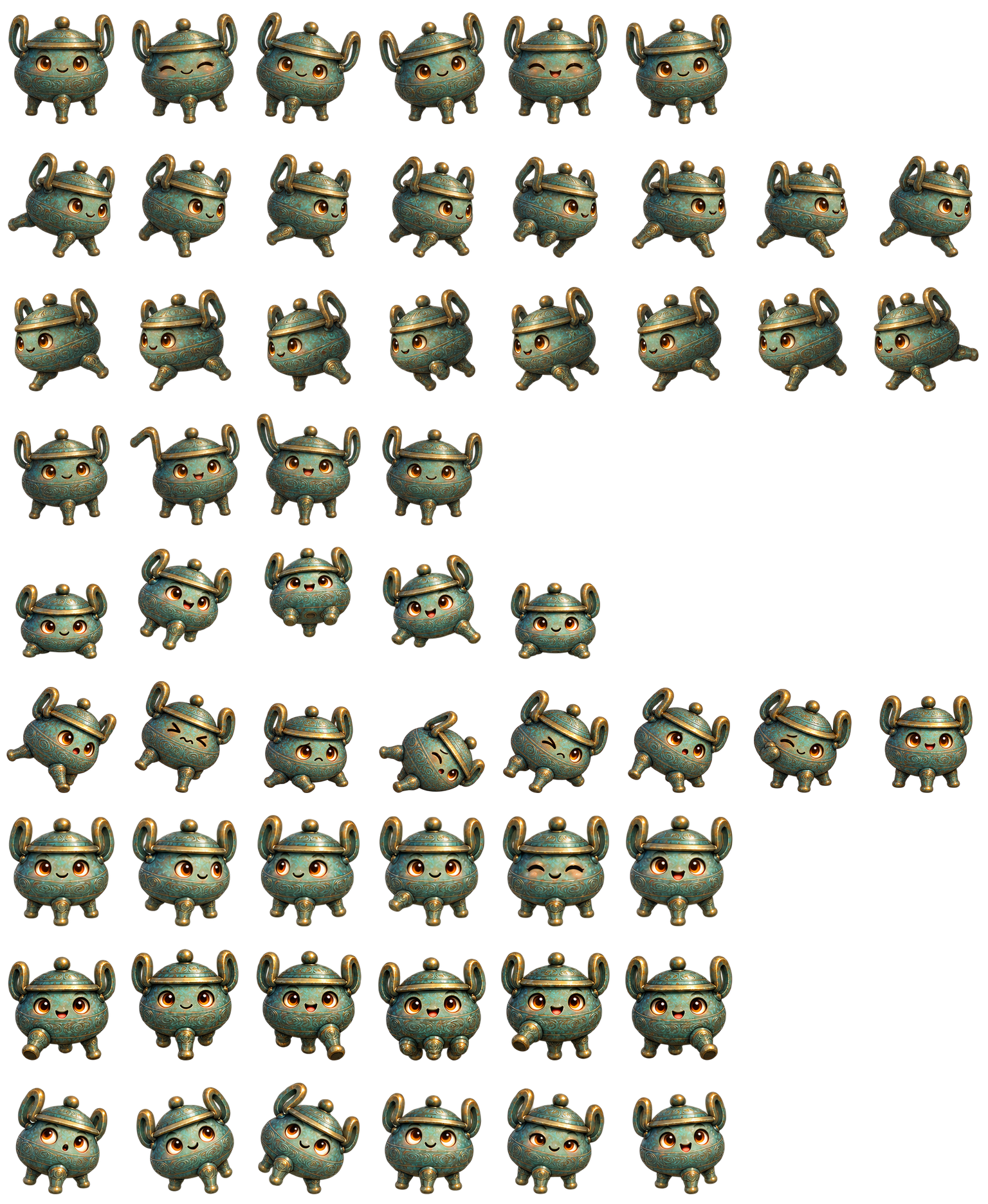 青铜香炉精灵 Blue Bronze Censer Codex pet original spritesheet