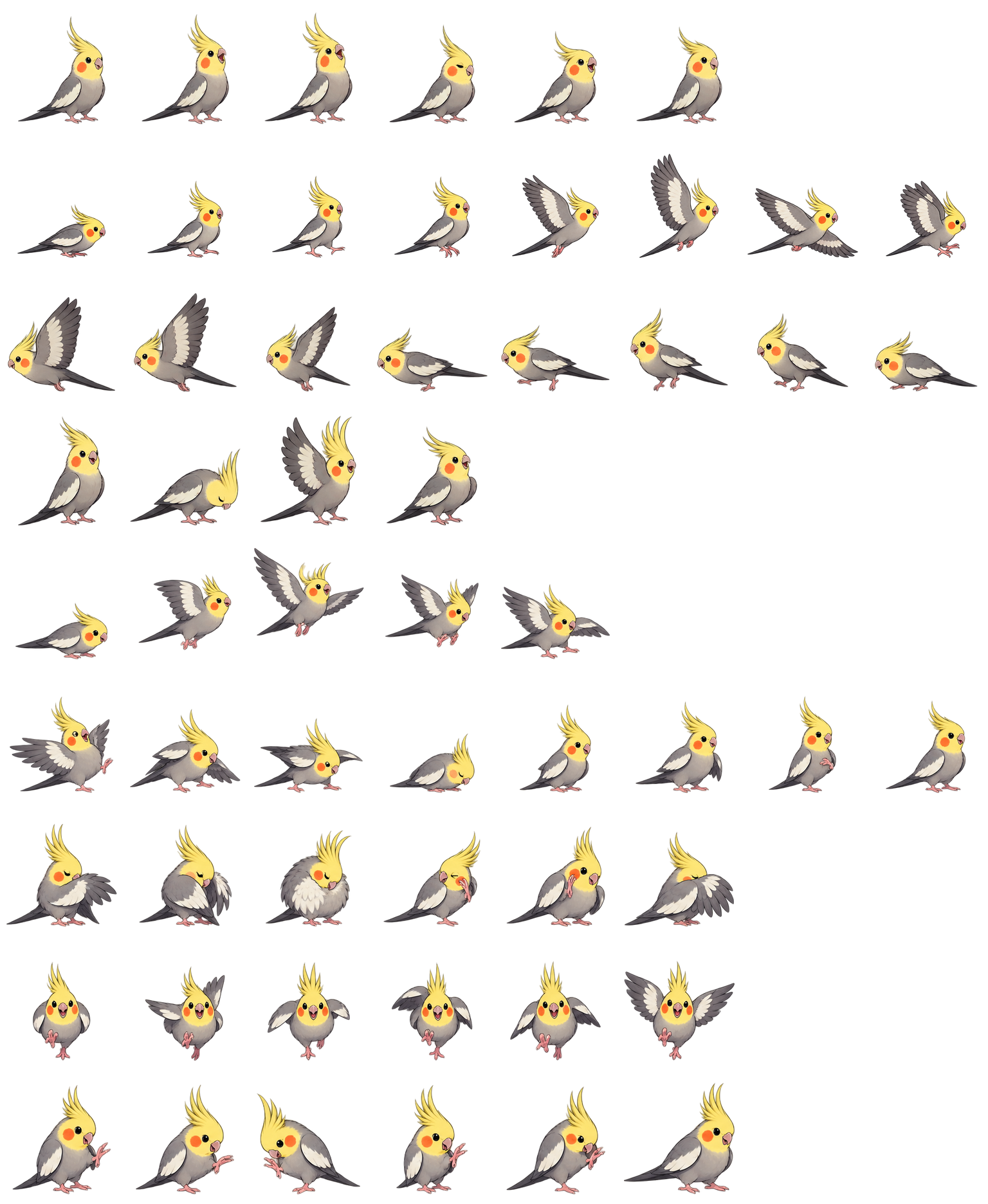 玄凤鹦鹉柠冠 Cockatiel Lemoncrest Codex pet original spritesheet