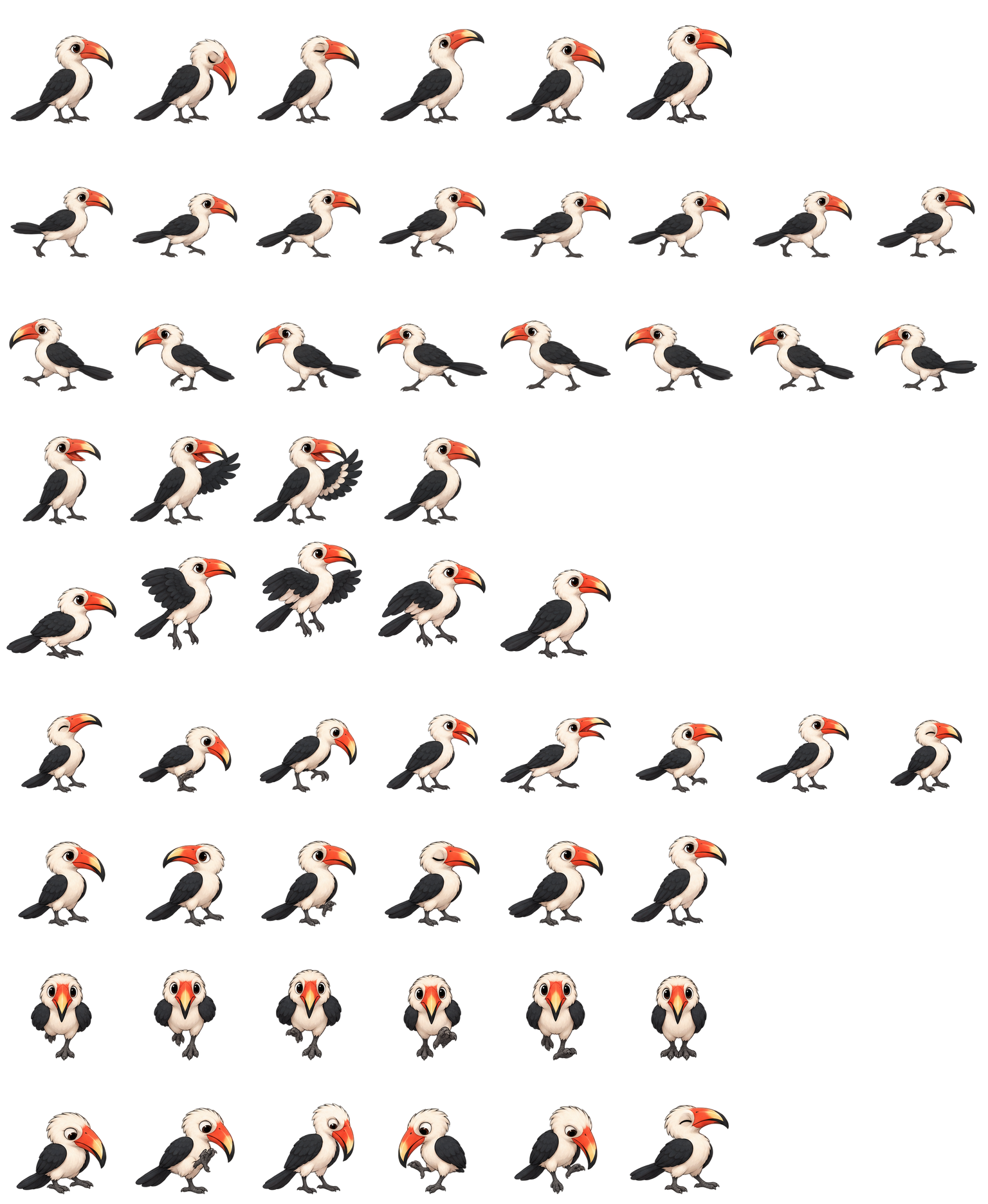 弯嘴犀鸟点喙 Hornbill Billbob Codex pet original spritesheet