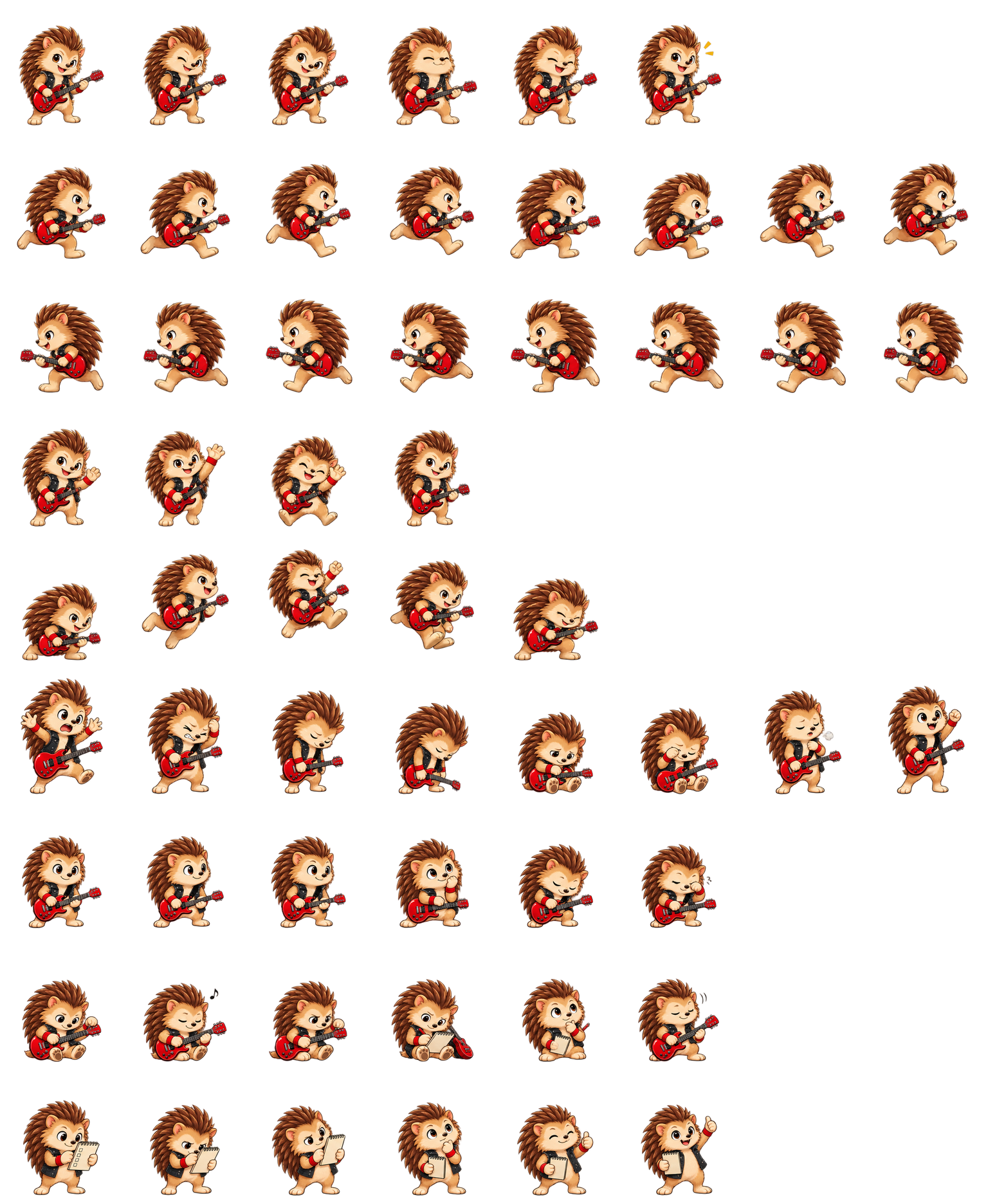 Hedgehog Rockstar Codex pet original spritesheet