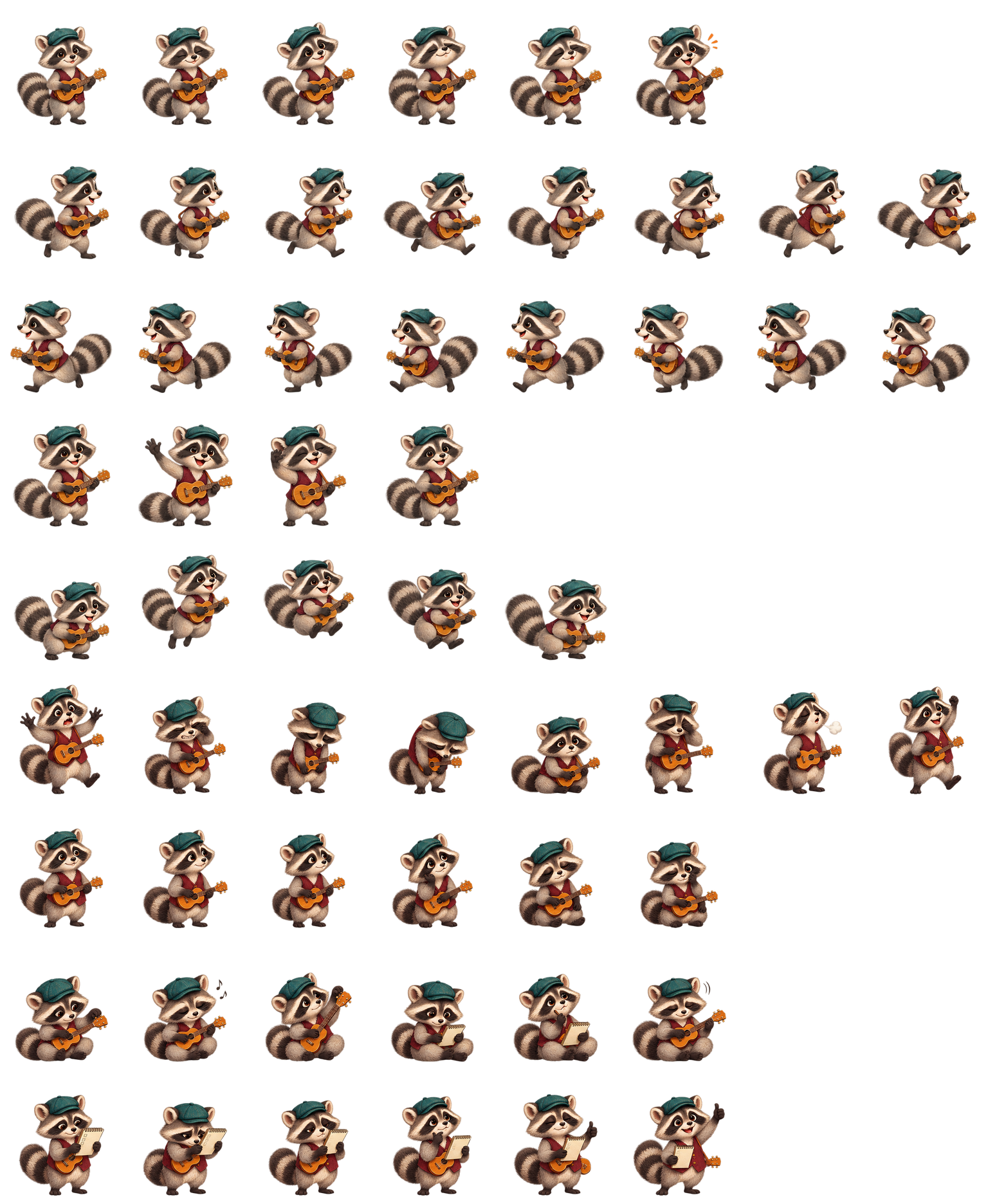 Raccoon Busker Codex pet original spritesheet